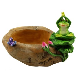 Fantasee Succulent Pot, Small Garden Pots with Drainage Hole, Resin Plants Flower Pots Miniature Ornaments for Home Office Decor (Frog Yoga)