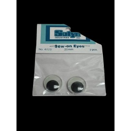Unbranded SEW ON WIGGLE GOOGLE GOOGLY EYES FOR CRAFTS 20mm - 4 pairs