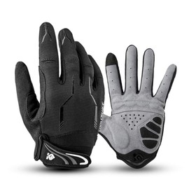 I Kua Fly Cycling Gloves Full Finger Mountain Bike Gloves Gel Padded Touchscreen MTB Gloves for Men Women, Black, S