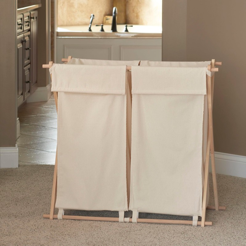 Household Essentials 6786-1 Collapsible Double X-Frame Laundry Hamper Sorter with