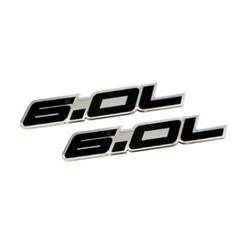 ERPART 6.0L Liter in Black on Silver Highly Polished Aluminum Car Truck Engine Swap Nameplate Badge Logo Emblem Compatible with Ford Excursion F250 F350 Diesel Super Duty Powerstroke (Pack of 2)