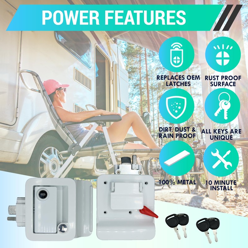 LATCH.IT White RV Door Latch | RV Door Locks for