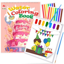 FOIFIS Paint with Water Coloring Books for Toddlers, Watercolor Painting Book and Drawing Art Paper for Kids Ages 3 4 5 6 7 8 Years Old, Happy Birthday Art Craft for Drawing with Brush