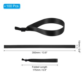 PATIKIL Disposable Cloth Wristbands for Events, 100 Pcs Adjustable Cloth Event Wristbands Colored Wrist Bands for Concert Club Parties, Black, 13.8"x0.6"