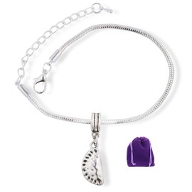 Dave The Bunny Dumpling Perogy Pierogi Food Cooking Snake Chain Charm Bracelet