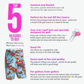 Royal & Awesome Mens Patterned Golf Shorts Golf Shorts, Partoon