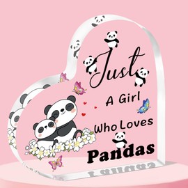 QMVMV Funny Panda Acrylic Plaque Gifts Animal Lover Gift Just A Girl Who Loves Pandas Panda Lover Gift For Women Girls, Who Loves Pandas Acrylic Plaque