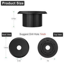 Sactulaz Wall Bushing Grommet for Starlink Dishy Router Ethernet Adapter Cable, Starlink Cable Routing Kit Feed-Through for 1 inch Wall Hole and Furnitures Wire Hole (Black, 3 Pack)