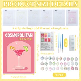 GAROMIA Pack of 6 Paint by Numbers for Adults, Paint by Numbers, Cocktail Paint by Numbers with Brushes and Acrylic Paints, Canvas Paint by Numbers for Children, Beginners, Without Frame