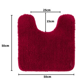 MIULEE Absorbent WC Toilet Rug Non Slip U Shape Bath Mat with High Hydroscopicity Rugs Super Soft Cozy and Shaggy Microfiber Rug Carpet for Bathroom Red 50 x 50 cm