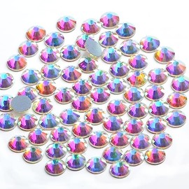 Bymitel Hotfix Crystal Rhinestones Round Gems Iron on DIY Jewelry Making Flat Back for Crafts,Crystal AB, 8.5mm (SS40/144pcs)