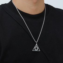 Hisatan Initial Necklace for Men, A-Z Letter Pendant Necklaces Silver Mens Stainless Steel Monogram Alhpabets Charm Gifts Jewelry, 24 inch Box Chain, Medium, Stainless Steel, No Gemstone