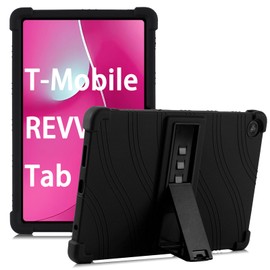 Kwamaz for Revvl Tab 2 Case (2025), Kids Soft Silicone Cover for Tmobile Revvl Tab 2 Tablet Case, with Stand (Black)