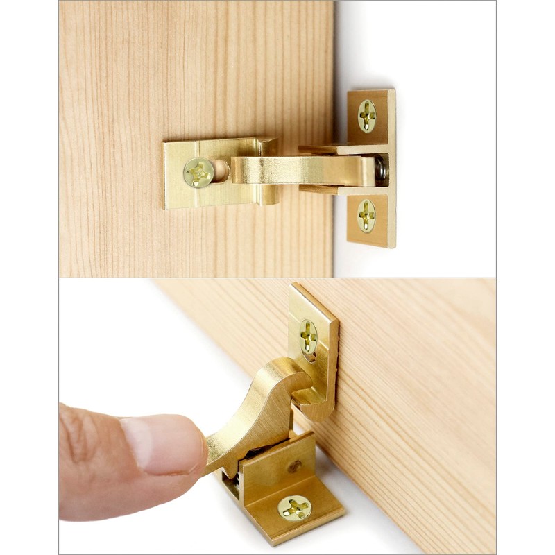 QWORK Brass Heavy Duty Elbow Latch Cabinet Door/Window Catch, 4