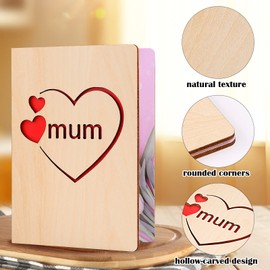 Mum Birthday Card, Wooden Birthday Card for Mum from Daughter Son, Mothers Day Card, Happy Birthday Card for Mother, Thank You Card for Mother, I Love You Mum Card, Handmade Greeting Card for Mum
