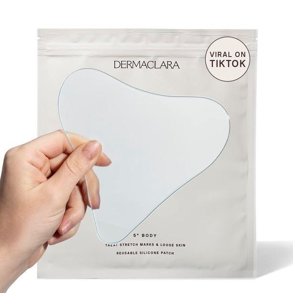 Dermaclara Silicone Body Patch to Prevent and Treat Stretch Marks - Pregnancy Safe Skin Care Silicone Patches for Scars - Stretch Mark Prevention Pregnancy Must Haves - 5" x 5" x .07"