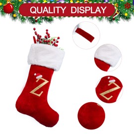 infleesh 20 Inches Monogrammed Christmas Stockings with Letters,Super Soft Christmas Stockings Large Monogram Stockings Red Letter Stockings for Christmas Holiday Xmas Gift…