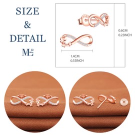 MicLee Earrings studs for women, 925 sterling silver earrings, butterfly and infinity symbol stud earrings, Love is like a butterfly, Inlaid zircon, girl's earrings, rose gold