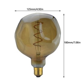 Lxcom Lighting E26/E27 4W Dimmable LED Vintage Edison Light Bulb 40W Equivalent G125 Amber Glass Spiral Filament Decorative Lamp Bulb Warm White 2300K for Bar Restuarant Home Decoration, 1 Pack