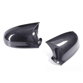 Pair Carbon Fiber Black Side Wing Mirror Cover Caps For VW Golf GTI Jetta MK5 2003-2009 Left&Right Side, Rearview Mirror Cover Decoration Trim