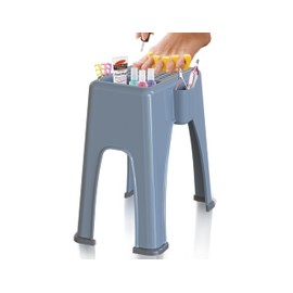 Skywin Pedicure Foot Rest - Non-Slip Salon Step, Side and Back Pockets Holds Pedicure Essentials, 9 x 7 x 10 inches (Grey)