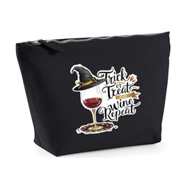 Hippowarehouse Trick or Treat and Wine Repeat Printed Make up Cosmetic wash Bag 18x19x9cm