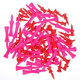 oruola 100 pcs Pink Castle Tees,Non Plastic Golf Tees,Durable Small Castle Teeses Golf,Red, Rose Red 2 Highly Visible Bright Colors,Sustainable