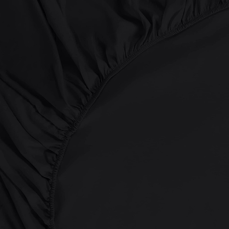 Utopia Bedding - 2er Set Spannbettlaken 90x200cm - Schwarz -