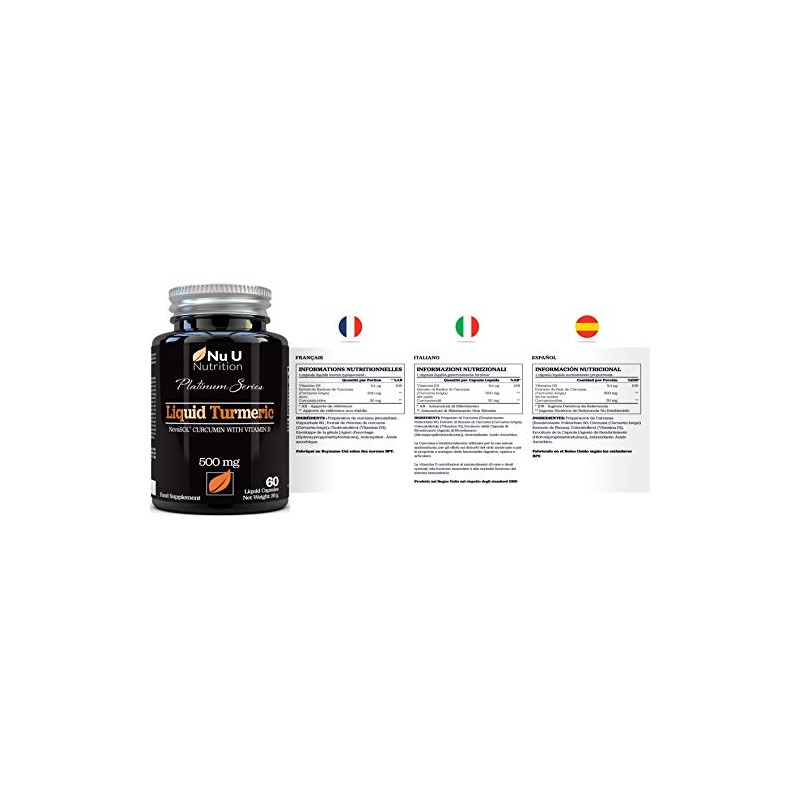Turmeric Curcumin Capsules (Liquid) with Vitamin D | 185 More