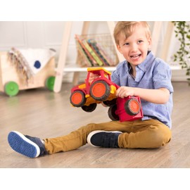 Battat- Wonder Wheels- Red Toy Tractor And Trailer – Farm Toys For Kids, Toddlers – Pretend Play - Recyclable Materials – 1 year +