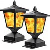 2-Pack Solar Fence Post Lights with Flickering Flame – Waterproof