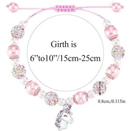 YSHIGUING Girls Bracelets Unicorn Bracelet for Girls Adjustable Pink Pearl Unicorn Charm Bracelet Childrens Jewellery Girls Charm Bracelet Unicorn Gifts Kids Toddler Bracelets for Girls Daughter
