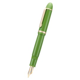 Jinhao X159 Avocado Green Acrylic Fountain Pen, Size 8 Medium Nib Gold Trim Classic Design Smooth Writing Pen with Converter