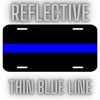 Thin Blue Line Reflective Metal License Plate