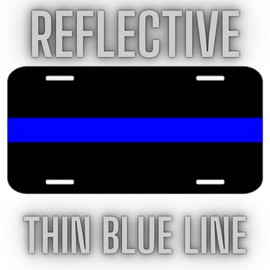 Thin Blue Line Reflective Metal License Plate