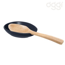 OGGI Spooner Ceramic Spoon Rest- Spoon Rest for Stove Top, Spoon Holder for Countertop, Kitchen Decor for Counter, Coffee Bar Accessories, Midnight Blue