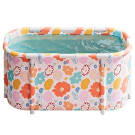 Portable Bathtub Foldable Bathtub Folding Freestanding Bathtub Spa Bath SPA Tub Soaking for Adults Collapsible Tub for Bathroom Hot Ice Bath (Flowers)