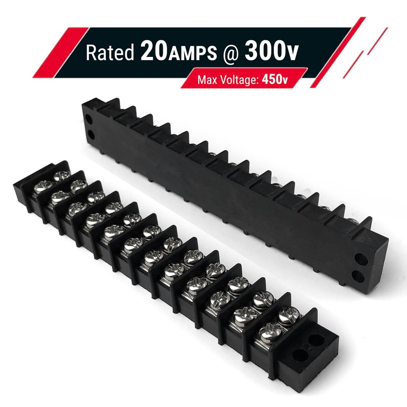 MGI SpeedWare Double Screw Terminal Junction Block 300V/20A, Row Barrier
