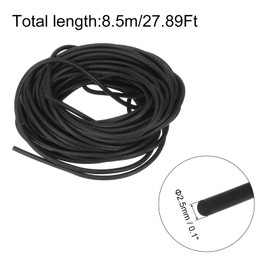 uxcell Silicone Foam Seal Strip, 2.5mm(0.1") Dia 8.5 Meters(27.89 Ft) Long Sponge Rubber Weather Seal Strip Round Rubber Cord Solid for DIY Warehouse, Pads, Foam Tubing, Crafts - Black