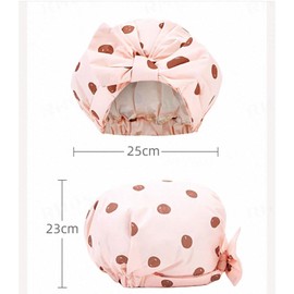 YHIXYUNAZ Luxury Waterproof Shower Cap – Extra Large Reusable Bath Cap for Women, Non-Slip Soft Elastic Band, Travel-Friendly Hair Protector (Pink Dot)
