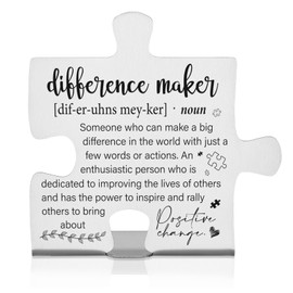 Difference Maker Desk Sign for Teacher Nurse Coworker Volunteer, Appreciation Thank You Gift for Women Men Friends Retirement, Promotion, Graduation Motivational Office Decor Plaques PD008
