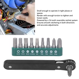 11 Piece Precision Screwdriver Set, Magnetically Fastened, Mini 16 Tooth Reversible Ratchet System, 1/4 Inch Pocket Miniature EDC Tool Suitable for Repairing