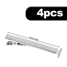 RUMYVE 4 Pcs Men's Tie Clips - Set of 4 Silver-Tone Tie Bars