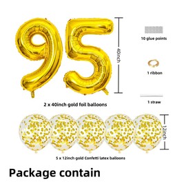 Gold 95 Foil Balloons 40" Jumbo Foil Balloons Confetti Balloons for 95th Birthday Wedding Anniversary Party Decorations