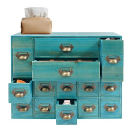 Drawers Storage Cabinet, Apothecary Drawers Card Catalog Desk Drawer Organizer with 14 Drawers, Wooden Card Catalog Wooden Storage Box for Desktop Organizer, Tea Coffee Pod Storage Tool for Home Shop