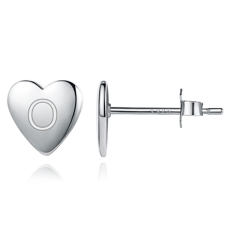 EVER FAITH Heart Letter O Stud Earrings for Girls, 925