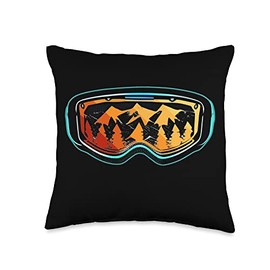 Retro Ski Goggles Gift Skier Face Mask Skiing Instructor Throw Pillow