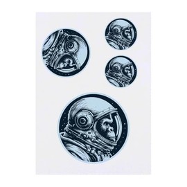 4 x 'Gorilla Astronaut' Temporary Tattoos - Water Resistant, Skin-Safe, Non-Toxic Transfers, Mixed Sizes (TO00084656)