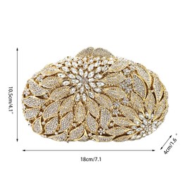 DEBIMY Luxury Flower Evening Clutch Bags Dazzling Rhinestone Clutch Purse for Women Crystal Wedding Party Handbags, Champagne, One Size