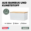 tesa Baboo Bathroom Organiser M with Bamboo Lid, Matt White